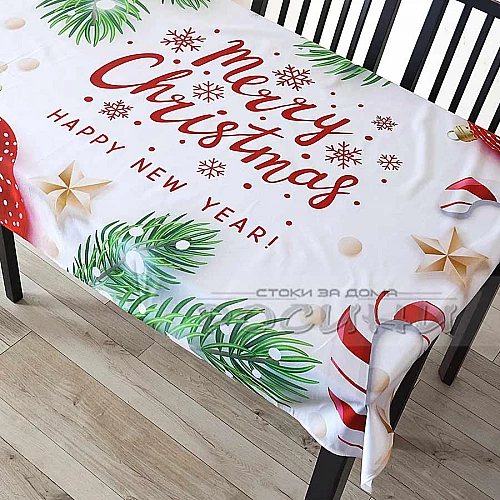 Коледна покривка Клонки Merry Christmas 140х220см