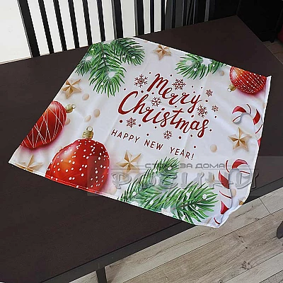 Коледно каре  Клонки Merry Christmas 70х70см