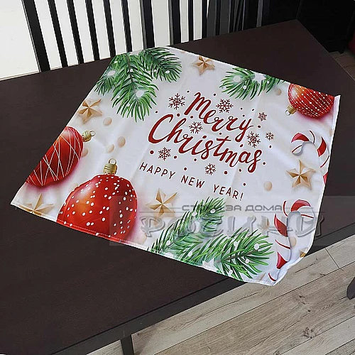 Коледно каре  Клонки Merry Christmas 70х70см