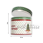 Коледна метална кръгла кутия с капак и коледни мотиви1