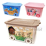 Кутия за играчки с колелца и картинки