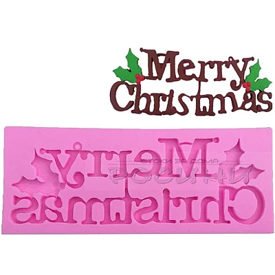 Коледен силиконов молд надпис Merry Christmas