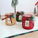 Коледен стъклен свещник с метална дръжка