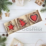 Коледни дървени фигури  в кутия ЧЕРВЕНИ 9 бр.