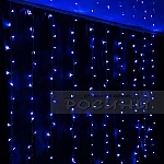 Светеща LED завеса 3 х 2 м 10 низа по 16 сини светлини1