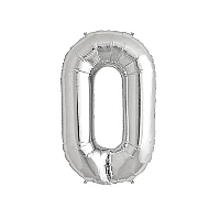 Балон цифра 0 Сребро 40см.