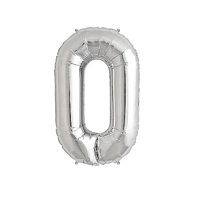Балон цифра 0 Сребро 40см.