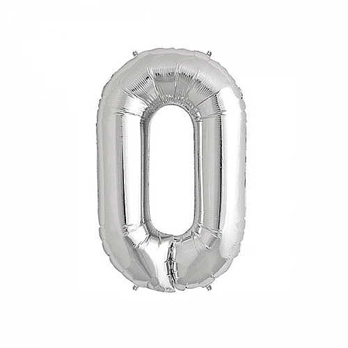 Балон цифра 0 Сребро 40см.