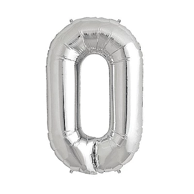 Балон цифра 0 Сребро 80см.