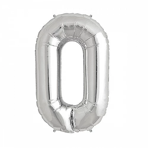 Балон цифра 0 Сребро 80см.