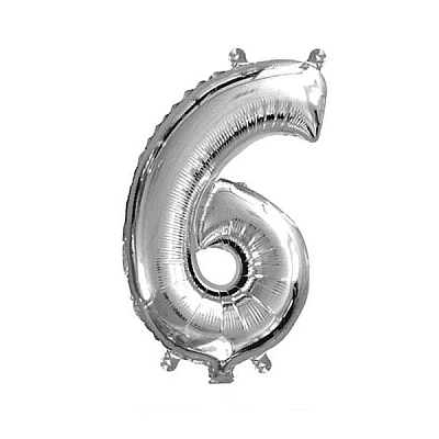 Балон цифра 6 Сребро 40см.