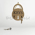  Дървена закачалка за ключове "Keys"/поставка за ключове1